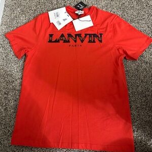 Authentic Lanvin Boys Paris Graphic Logo T-Shirt – Bright Red